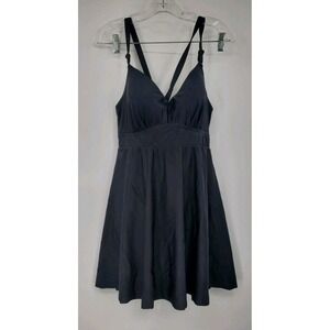 Torrid One Piece Bathing Swimsuit V-Neck Padded Black Skirt Women's Size 0 C/D